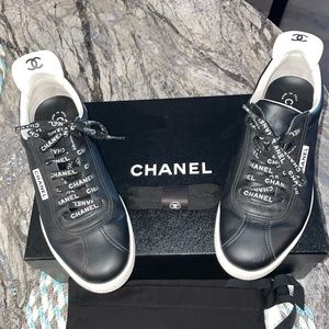 Size 38.5 black and white Chanel sneakers. LIKE NEW! Great condition!